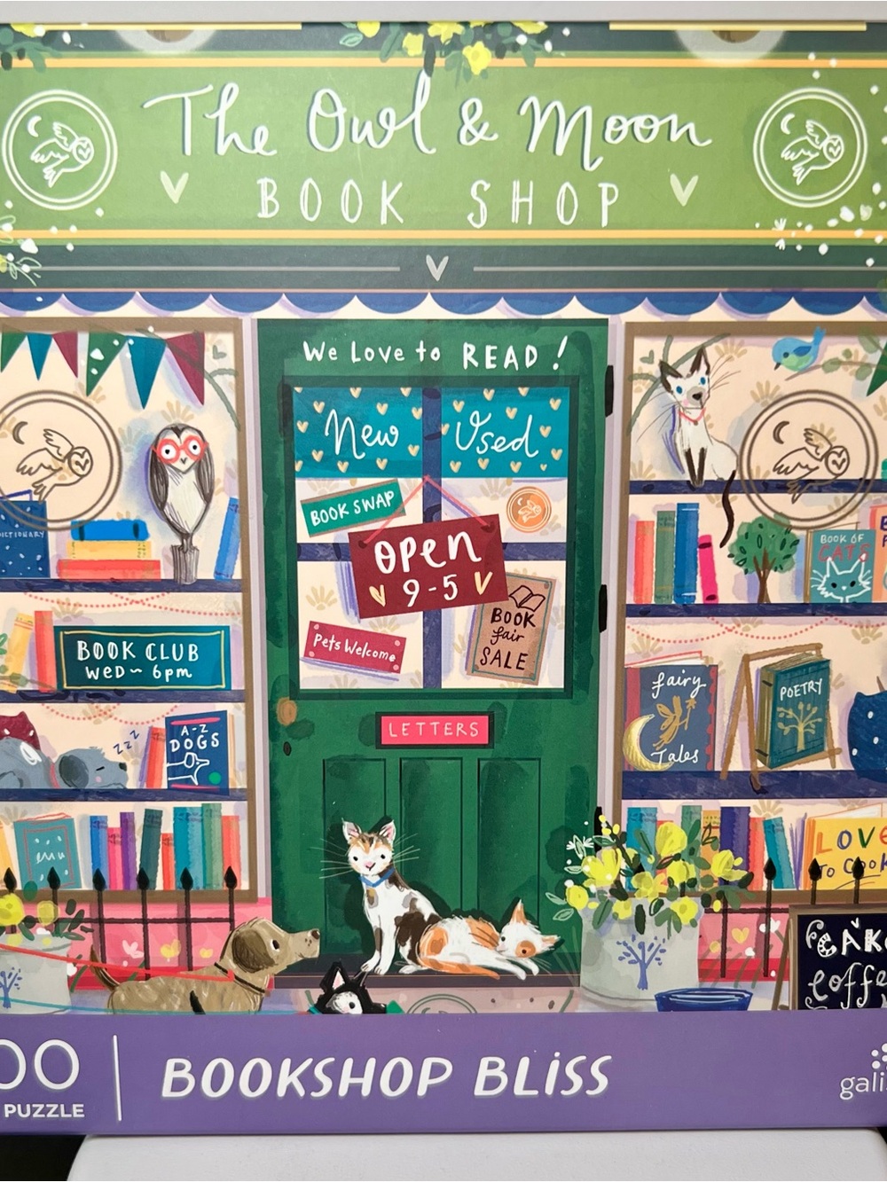 The Owl & Moon Book Shop Puzzle Puppy Dogs Kitty Cats 500pc Everyone Welcome
